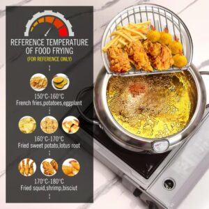 Stainless Steel Deep Frying Pan with Lid - Comfortable handle and secure lid for safe frying.