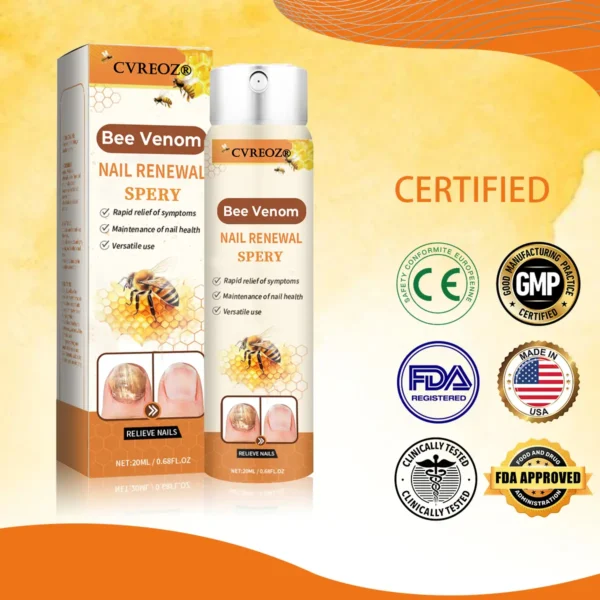 Cvreoz®Bee Venom Nail Renewal Spray👨‍⚕️ 𝘾𝙚𝙧𝙩𝙞𝙛𝙞𝙚𝙙 𝙗𝙮 𝙩𝙝𝙚 𝘼𝙢𝙚𝙧𝙞𝙘𝙖𝙣 𝘼𝙘𝙖𝙙𝙚𝙢𝙮 𝙤𝙛 𝘿𝙚𝙧𝙢𝙖𝙩𝙤𝙡𝙤𝙜𝙮(𝘼𝘼𝘿)