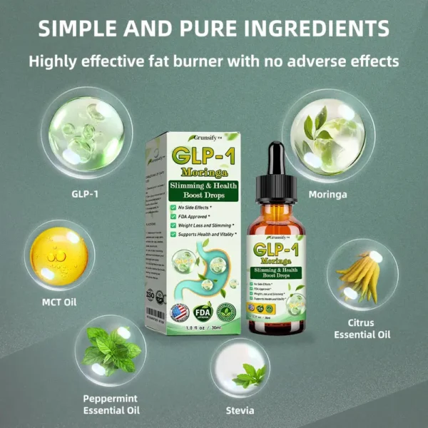 Grunsify® 👩‍⚕️GLP-1 Moringa Slimming & Health Boost Drops( Food-grade fat burner – Developed by The Obesity Society)