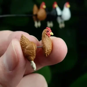 Hand-Painted Chicken Earrings