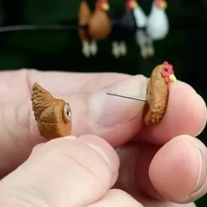 Hand-Painted Chicken Earrings