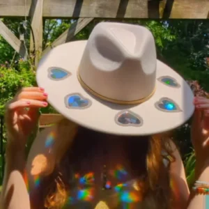 Holographic Heart Cowboy Hat
